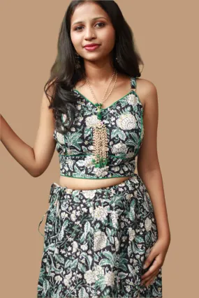 Tarangini | Spaghetti Blouse | Black Sanganeri