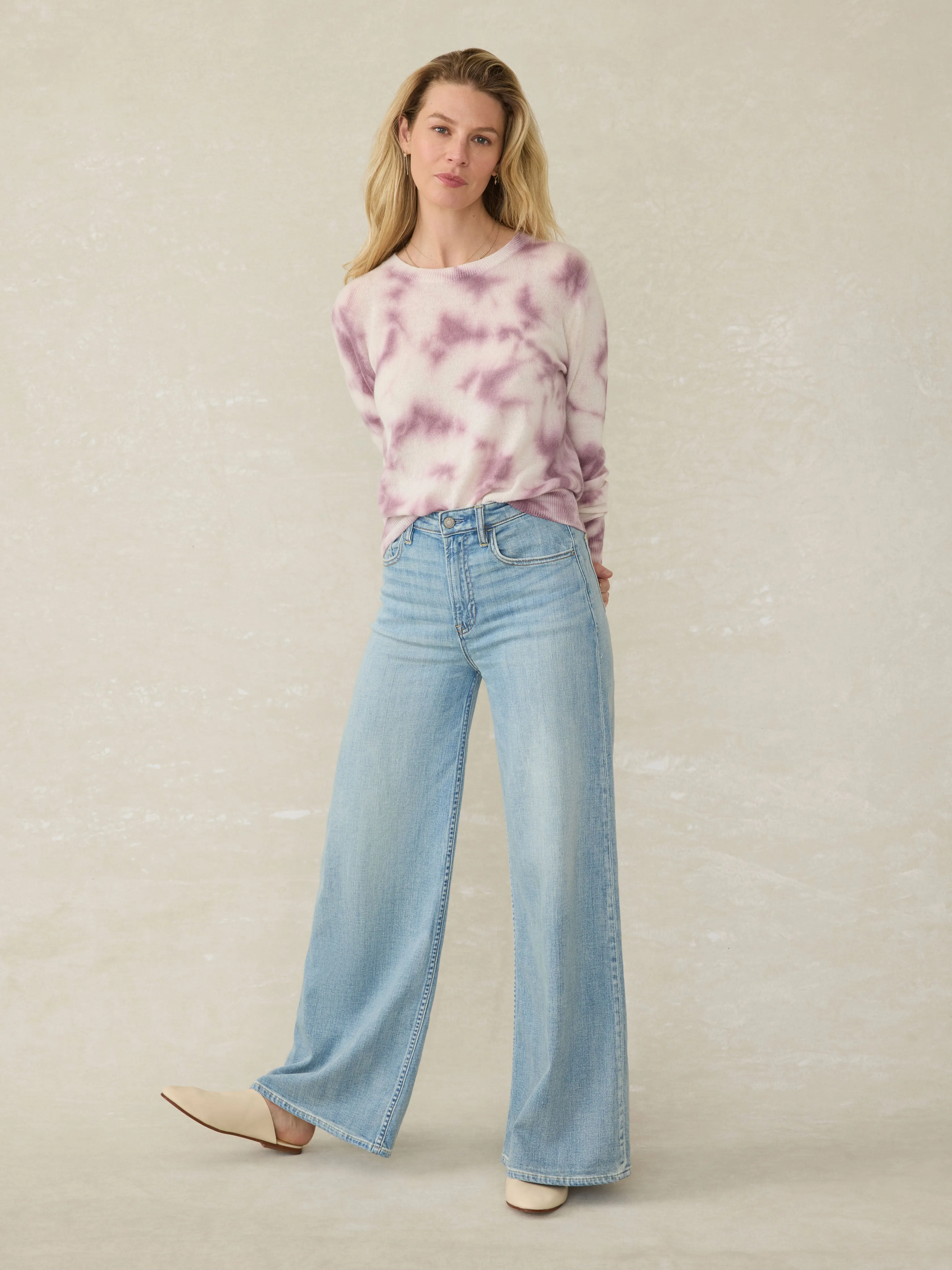 Tropical Cashmere Sweater - Orchid Tie Dye