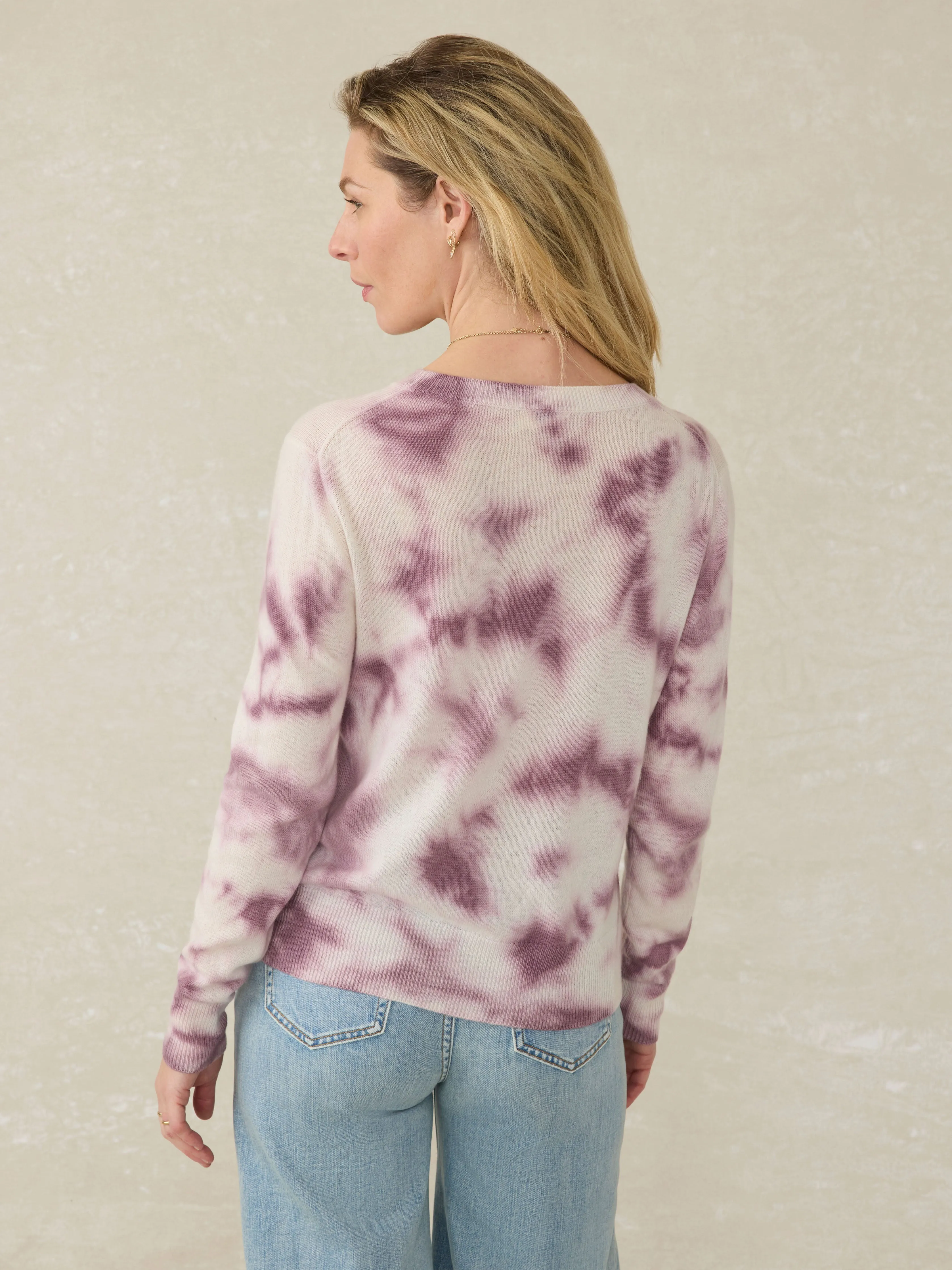 Tropical Cashmere Sweater - Orchid Tie Dye