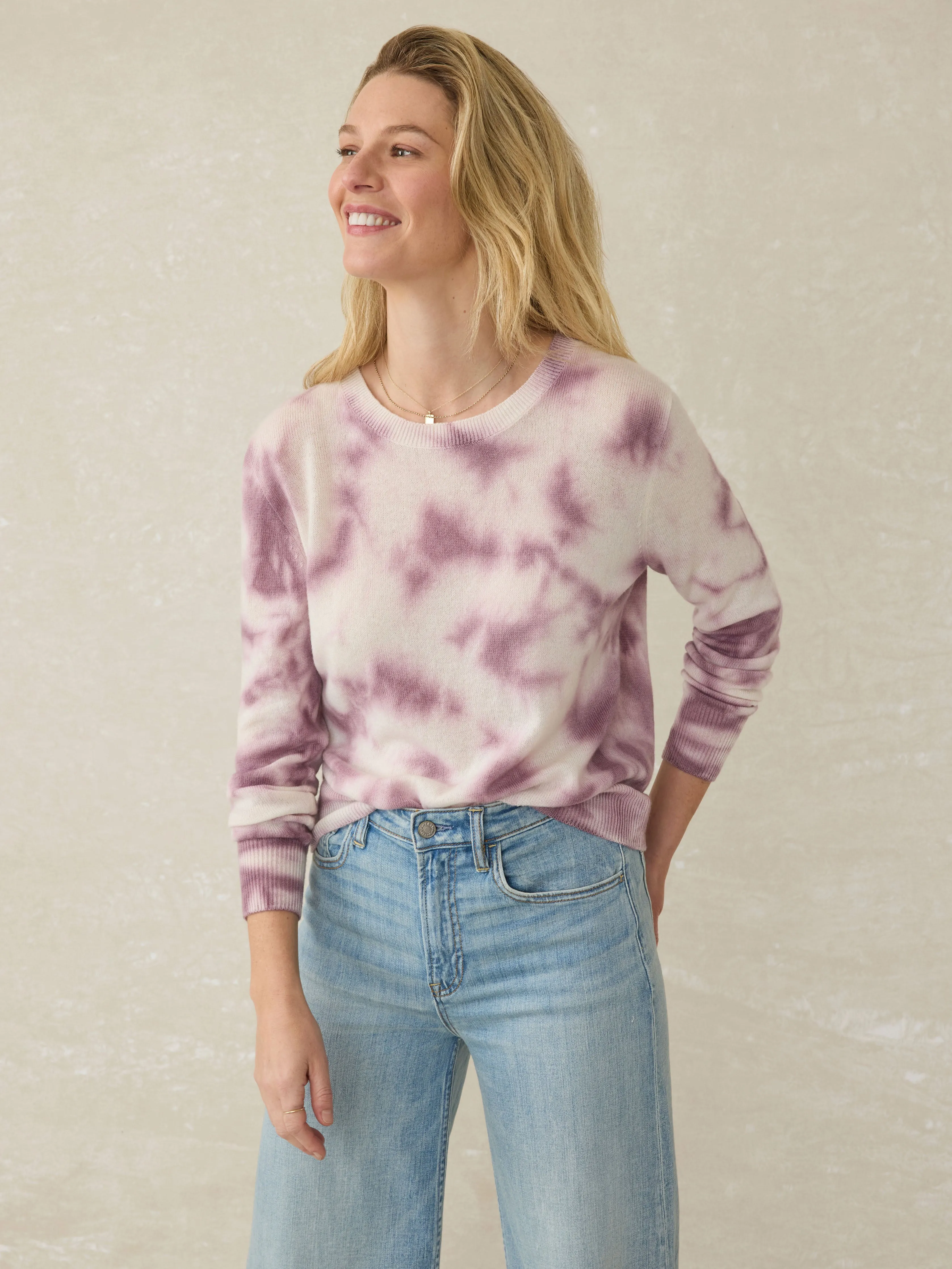 Tropical Cashmere Sweater - Orchid Tie Dye