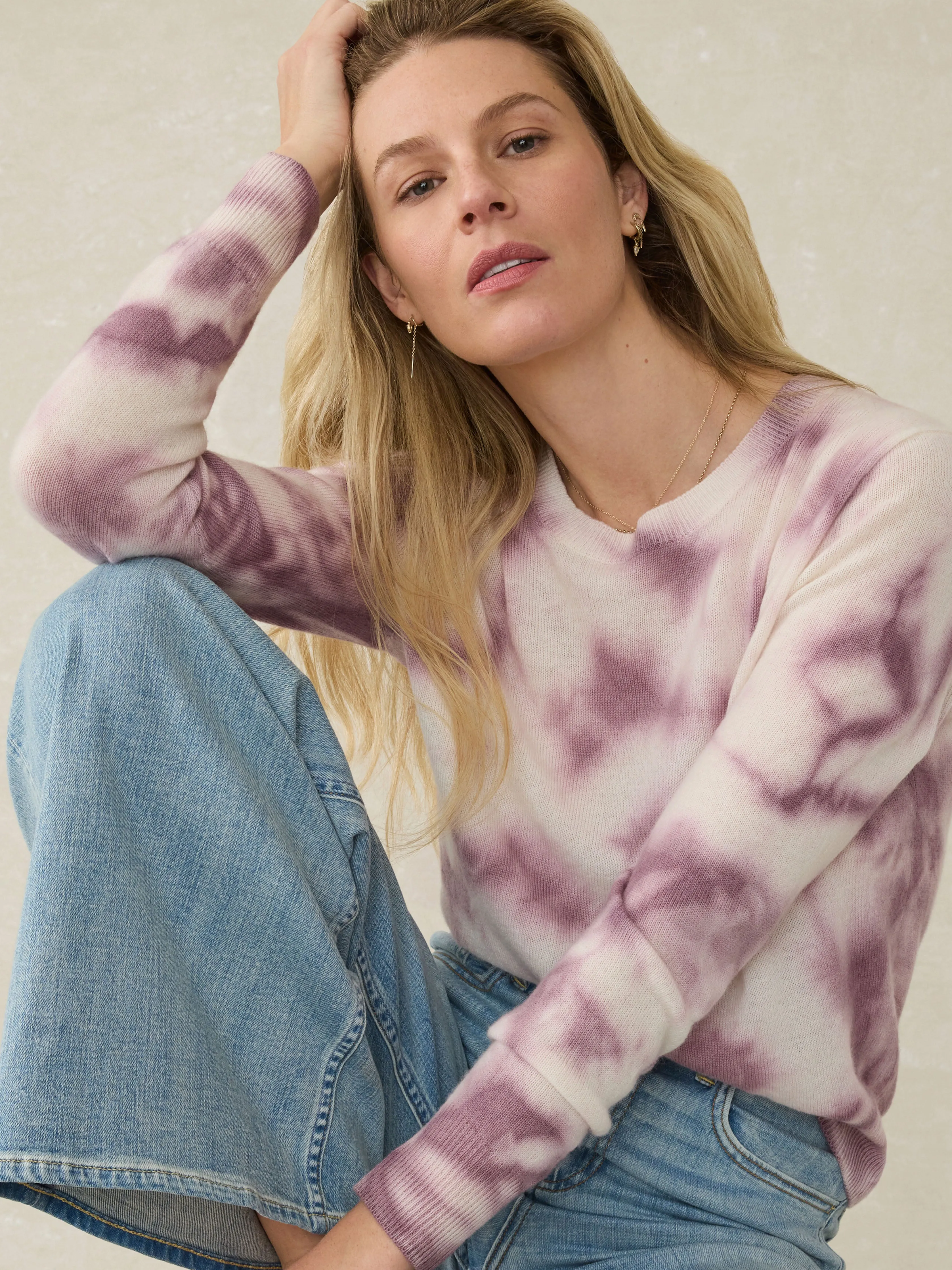 Tropical Cashmere Sweater - Orchid Tie Dye