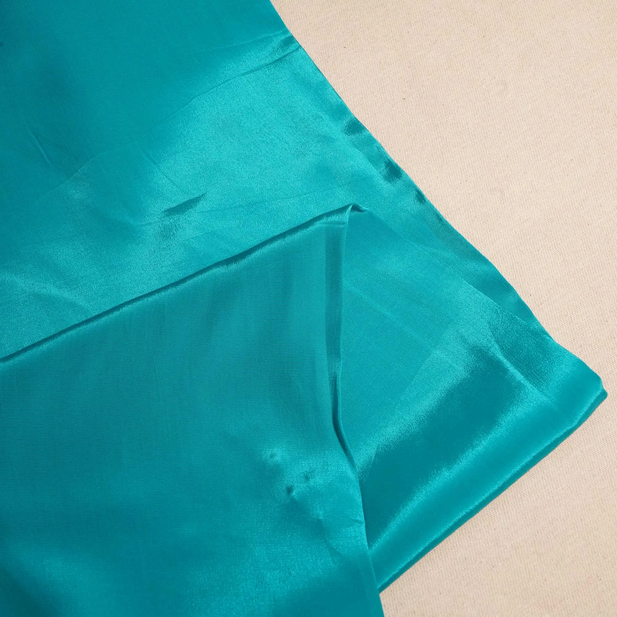 Turquoise Blue Solid Natural Crepe Fabric GT-24482