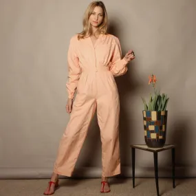 Vintage 70s Saks Fifth Ave Blush Cotton Jumpsuit