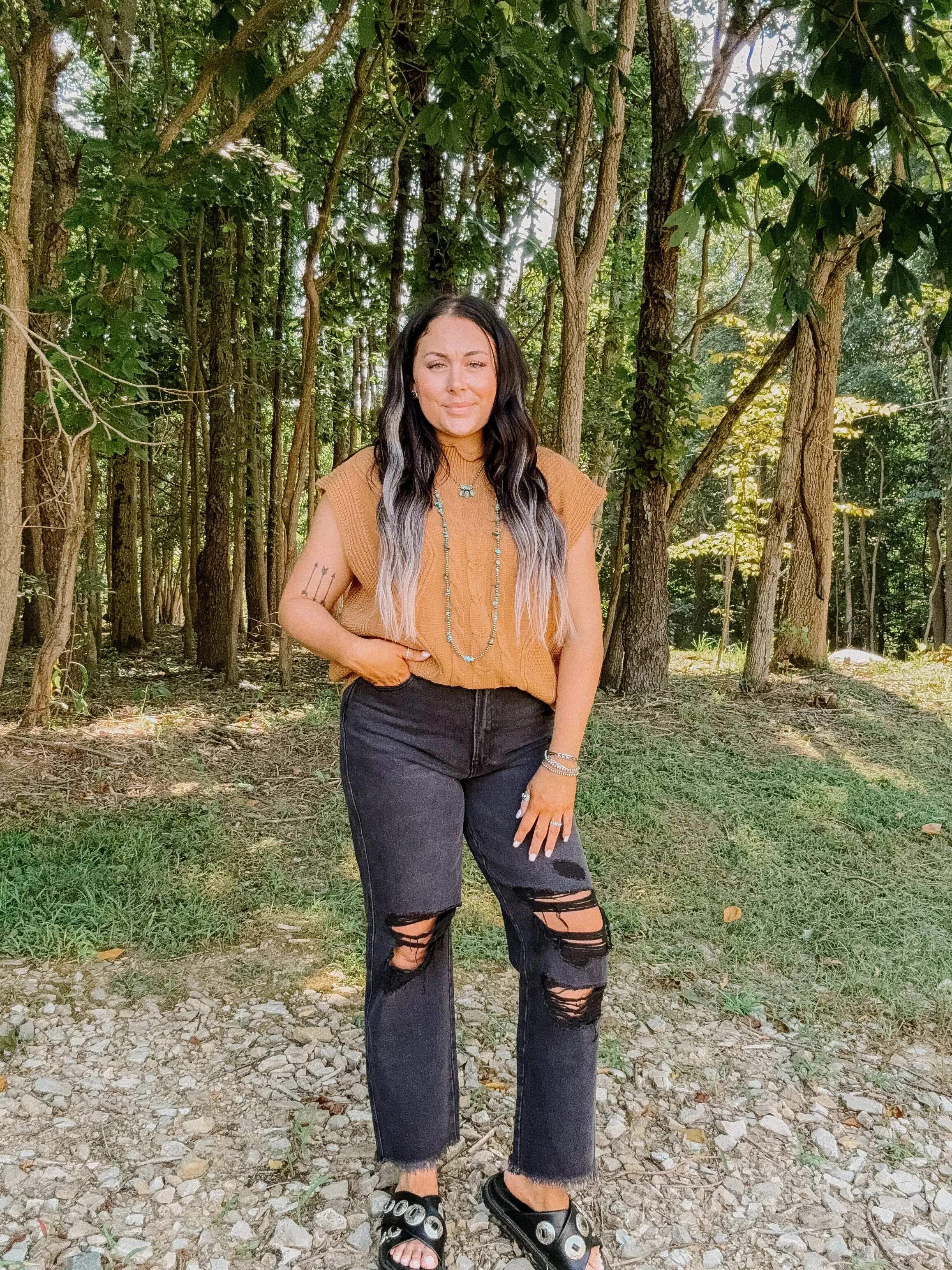 Vintage Black Super High Rise Distressed Straight Denim