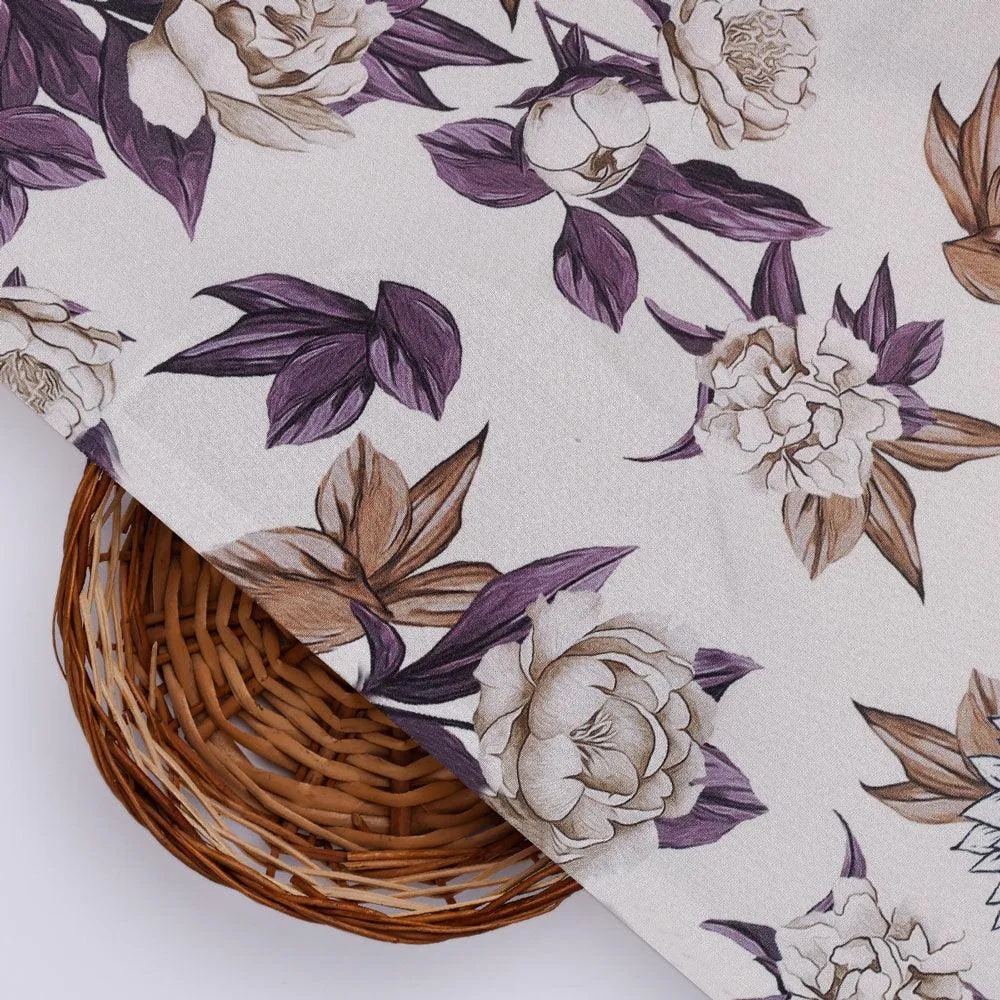 Vintage Look Flower Digital Printed Fabric - Crepe
