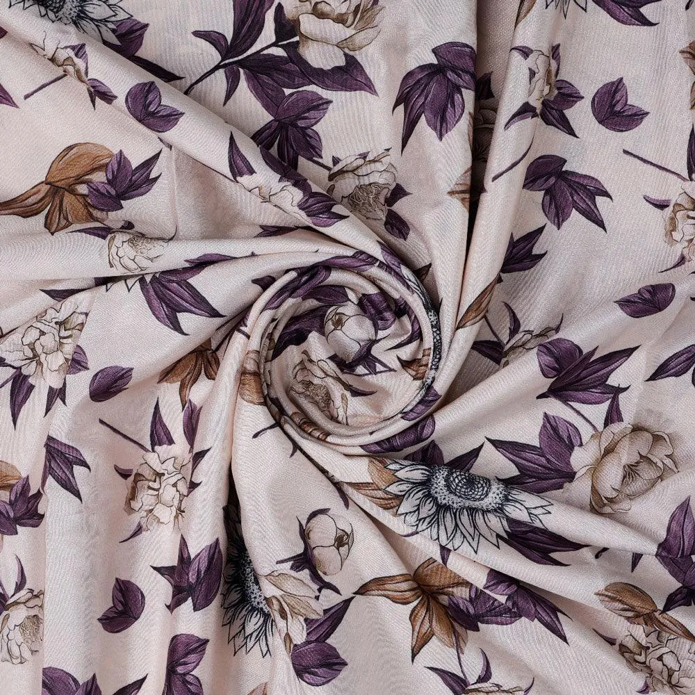 Vintage Look Flower Digital Printed Fabric - Crepe