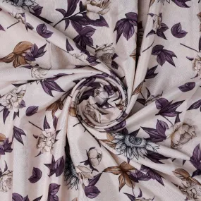 Vintage Look Flower Digital Printed Fabric - Crepe