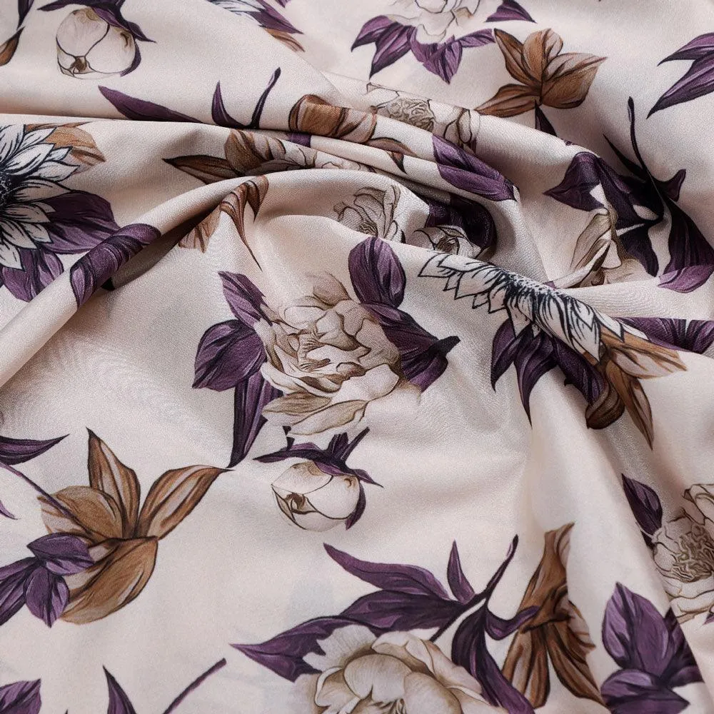 Vintage Look Flower Digital Printed Fabric - Crepe
