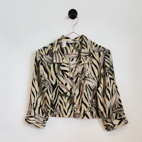 Vintage Reworked Animal Print Crop Shirt | Size 8