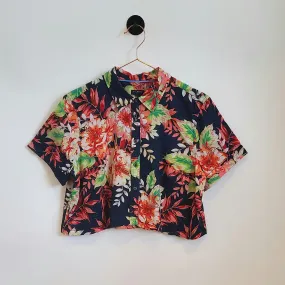 Vintage Reworked Floral Cropped Blouse | Size 10
