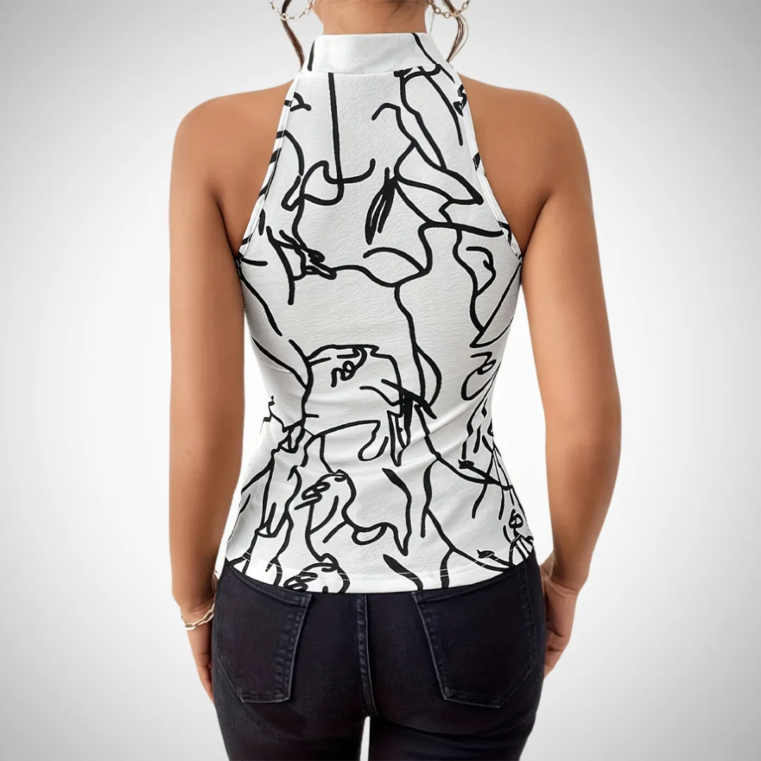 Vivian - trendy geometric print halter top