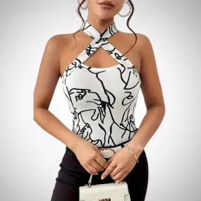 Vivian - trendy geometric print halter top