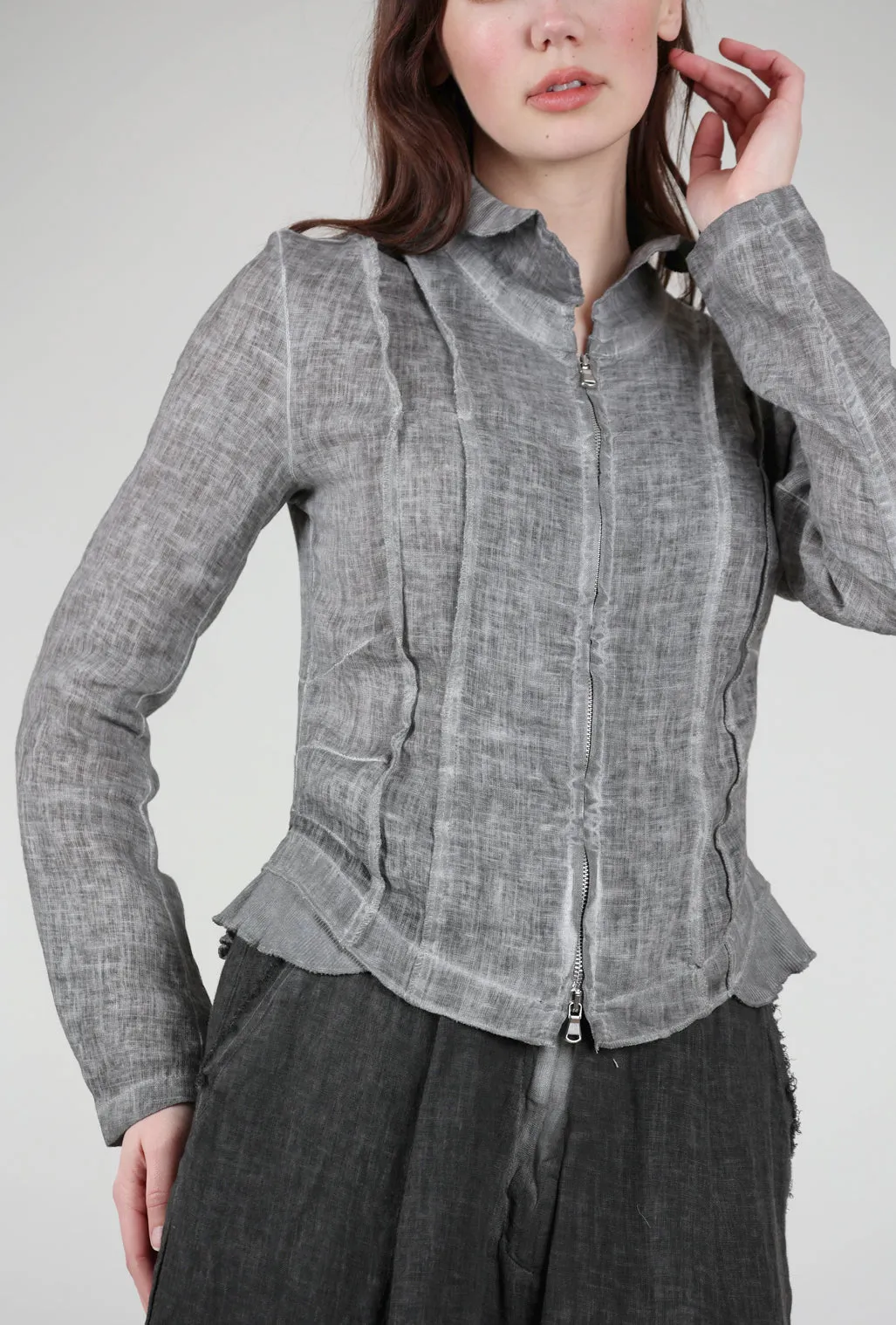 Zip Linen Jacket, SW Fossil